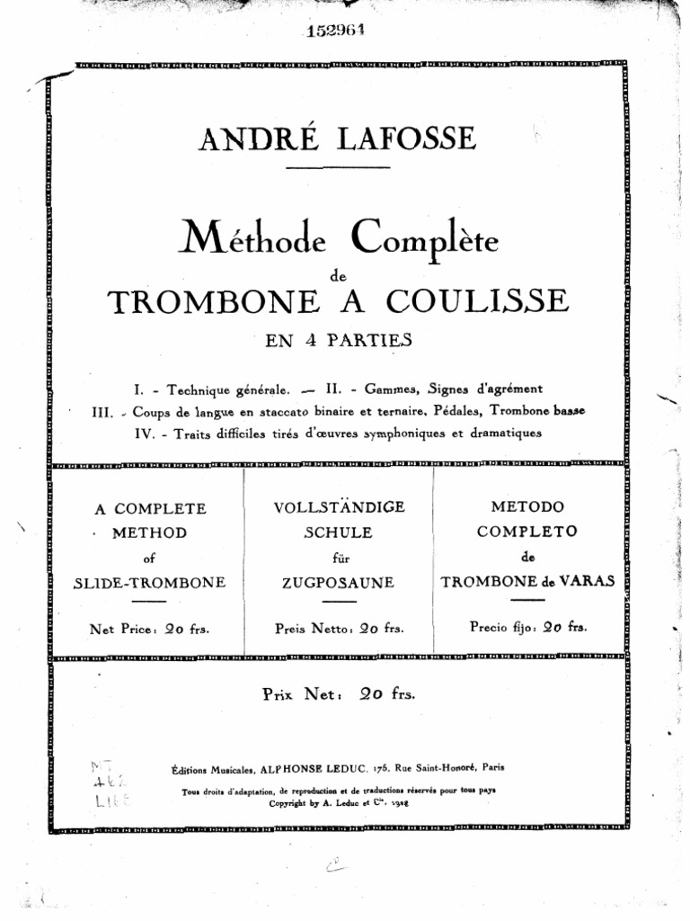 Andre Lafosse Trombone Complete Methode | PDF