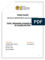 Term Paper Human Resource Management: Topic: Managing Change in The Era of Globalization