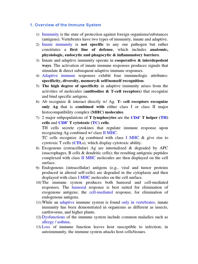 Overview of Immunity Types and Functions | PDF | Self-Improvement ...