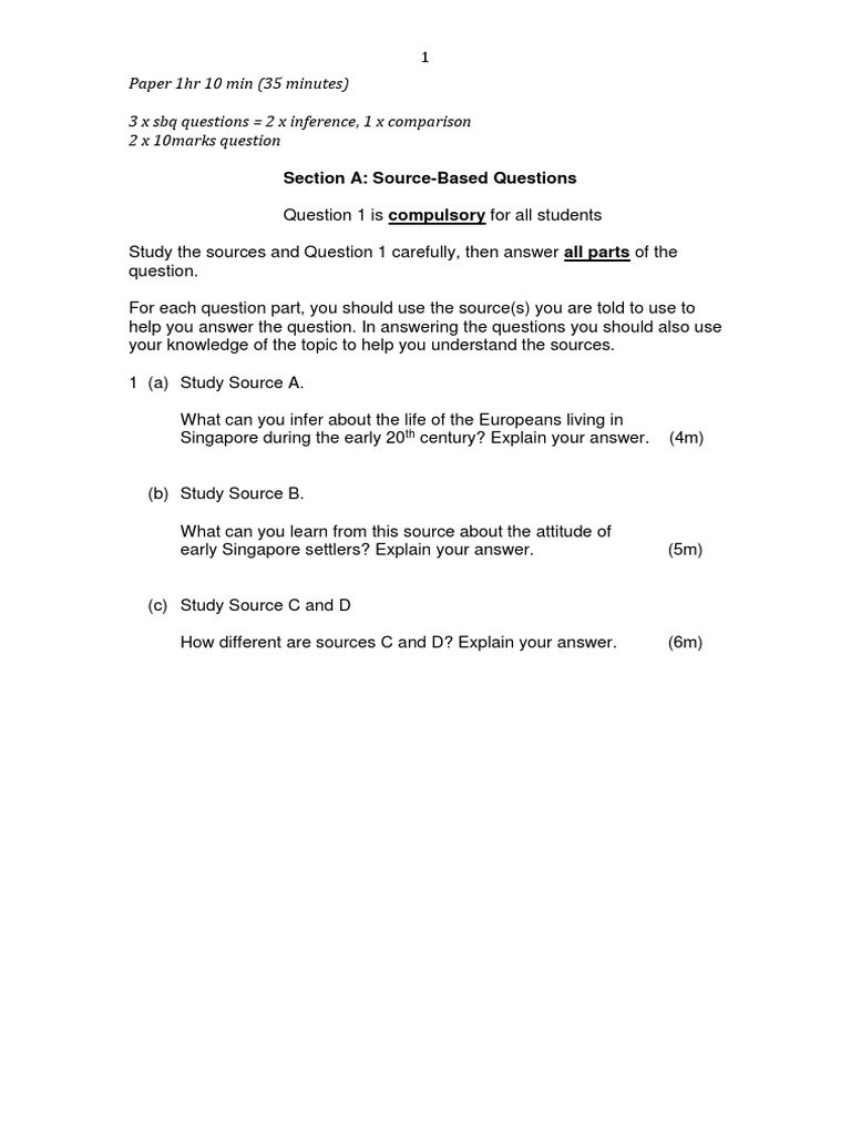 Source-Based Questions for History Exam | PDF | Singapore | World Politics