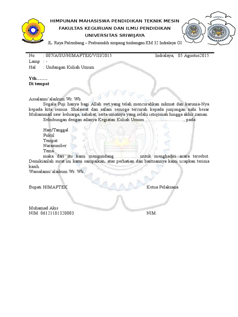 Contoh Surat Undangan Kuliah Umum Pdf