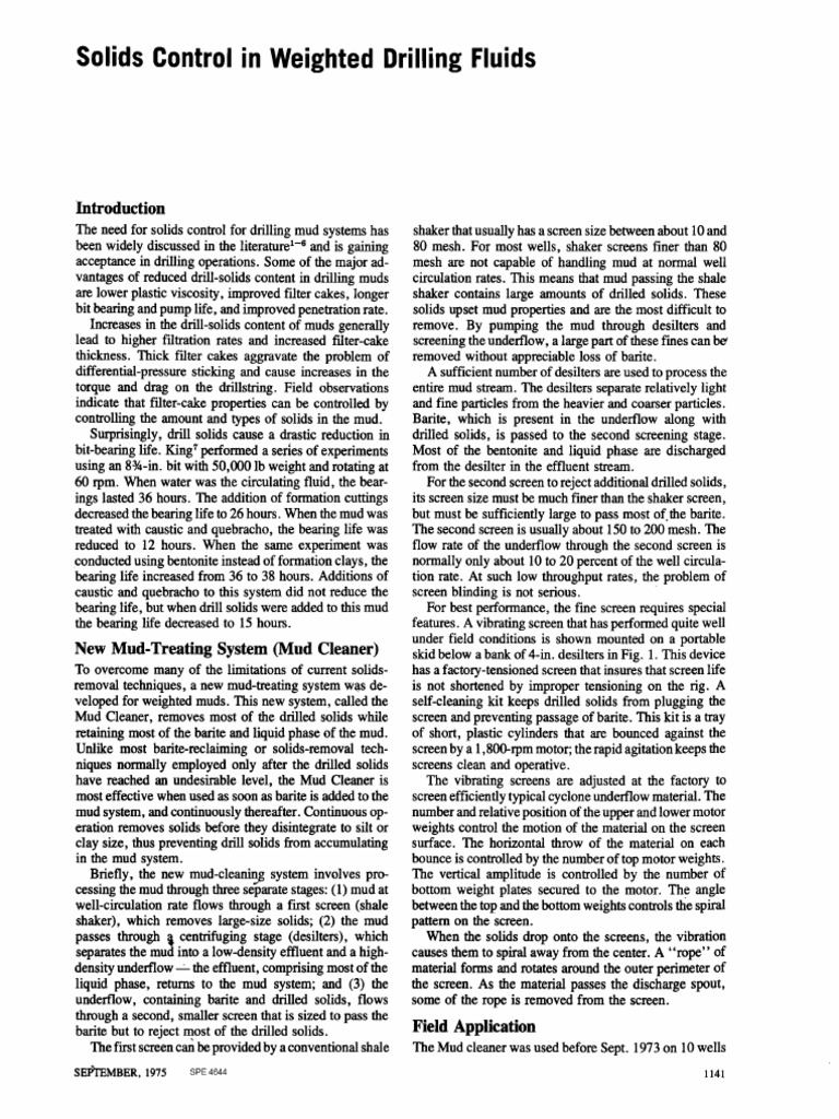 Solids Control in Drilling Fluids | PDF | Filtration | Mechanical ...