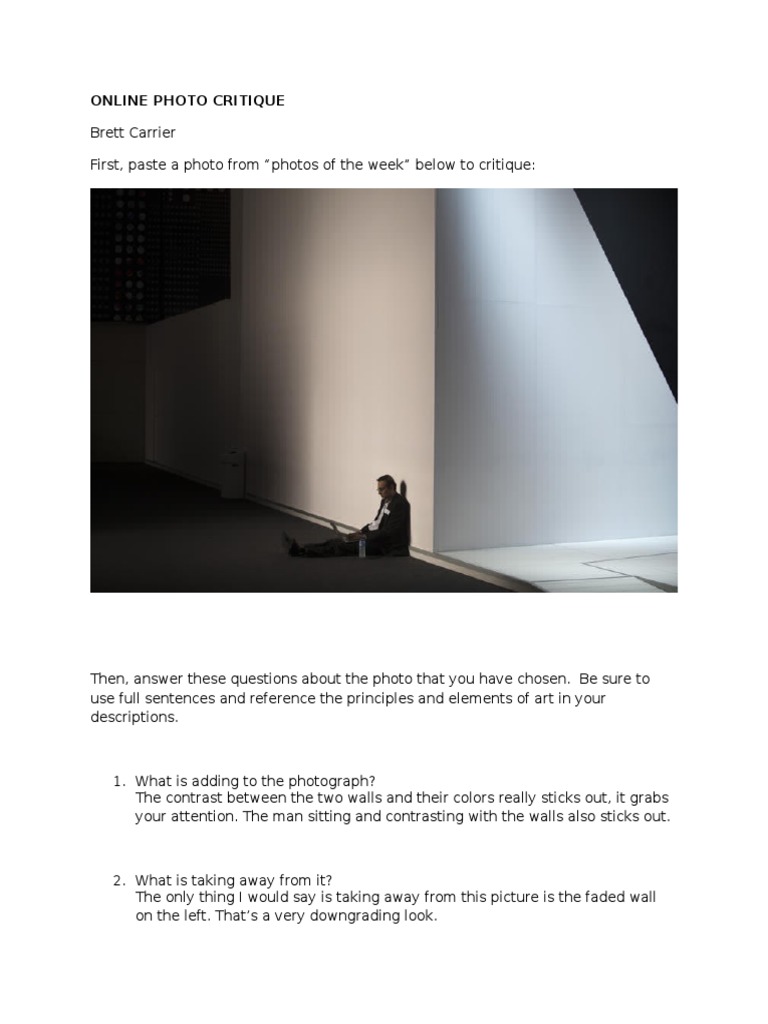Photo Critique: Analyzing Art Elements | PDF | Art | Self-Improvement