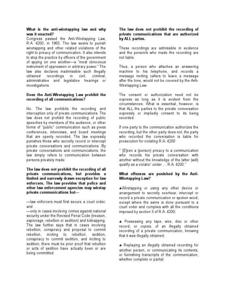 Anti-Wire Tapping Act: Explainer – QYDGVI