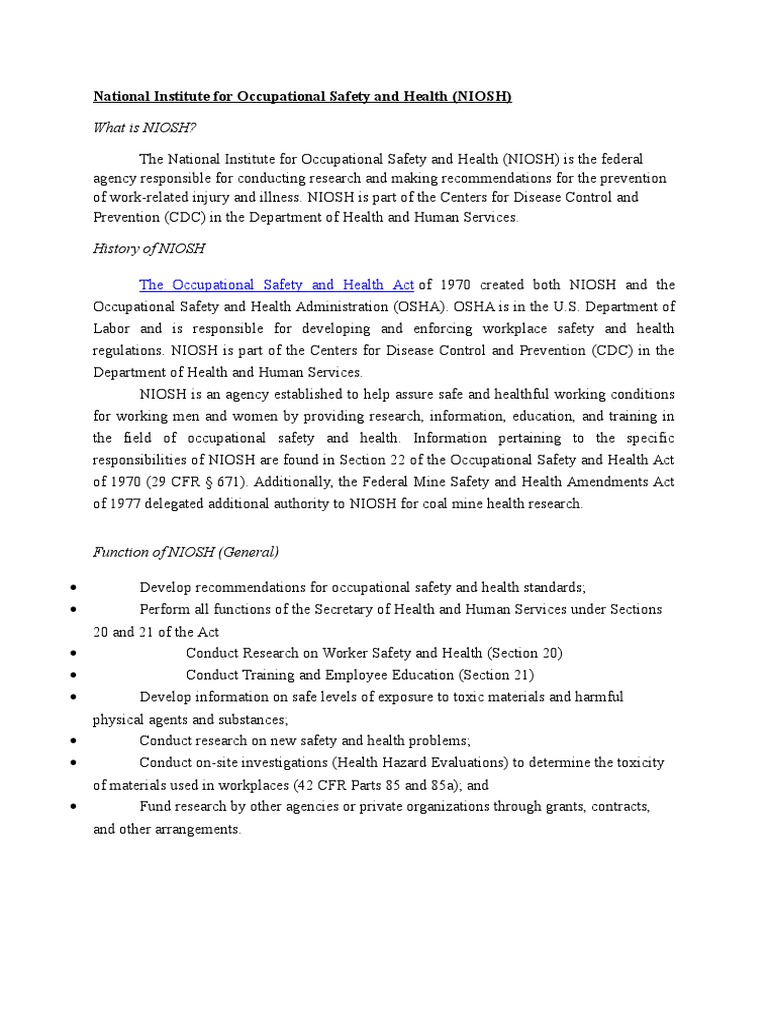 What Is NIOSH? National Institute For Occupational Safety and Health