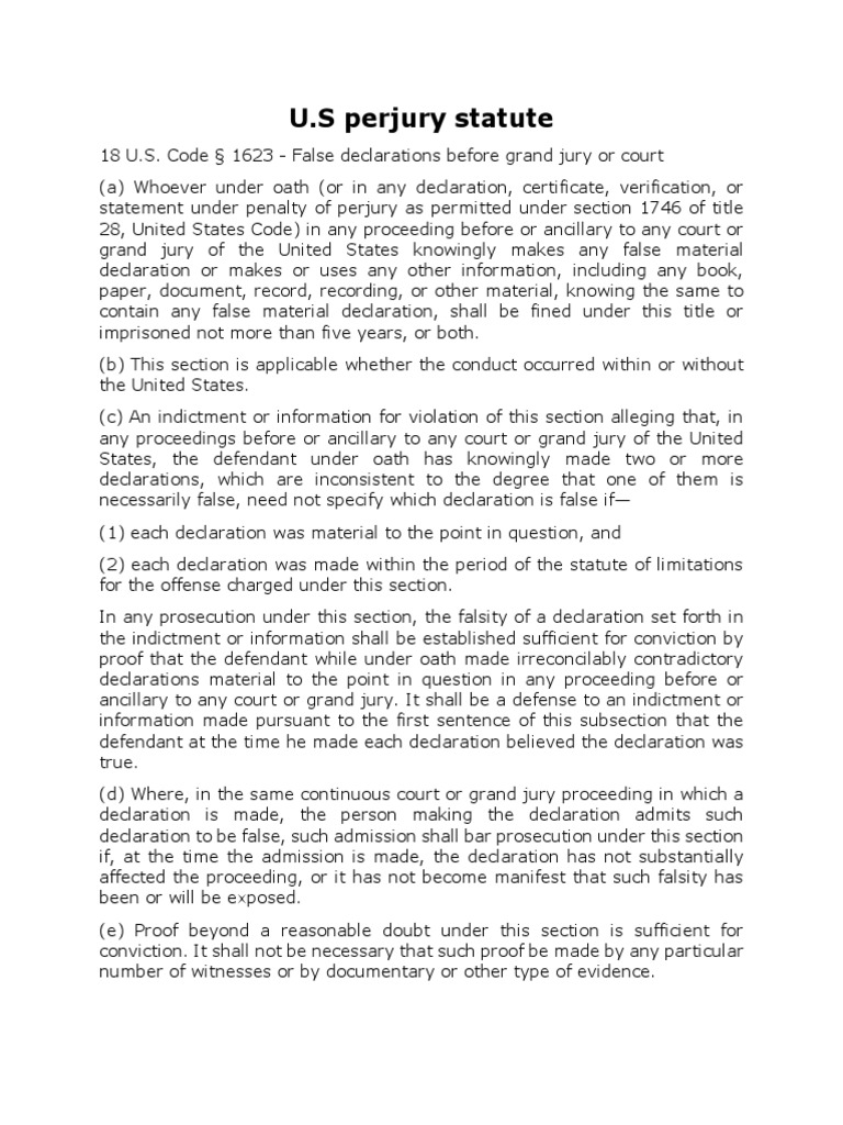 US Perjury Statute