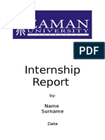 Internship Report Template Cover