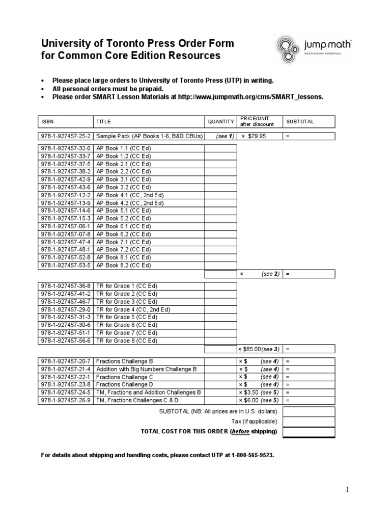 UTP Common Core Resources Order Form | PDF | Financial Technology ...