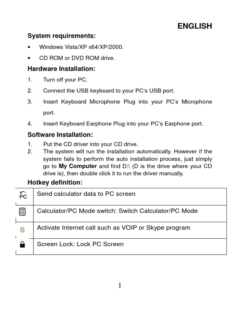 Keyboard Installation and Features Guide | PDF | Microsoft Windows ...