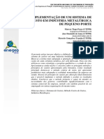 Implementação de Um Sistema de Custo em Indústria Metalúrgica de Pequeno Porte