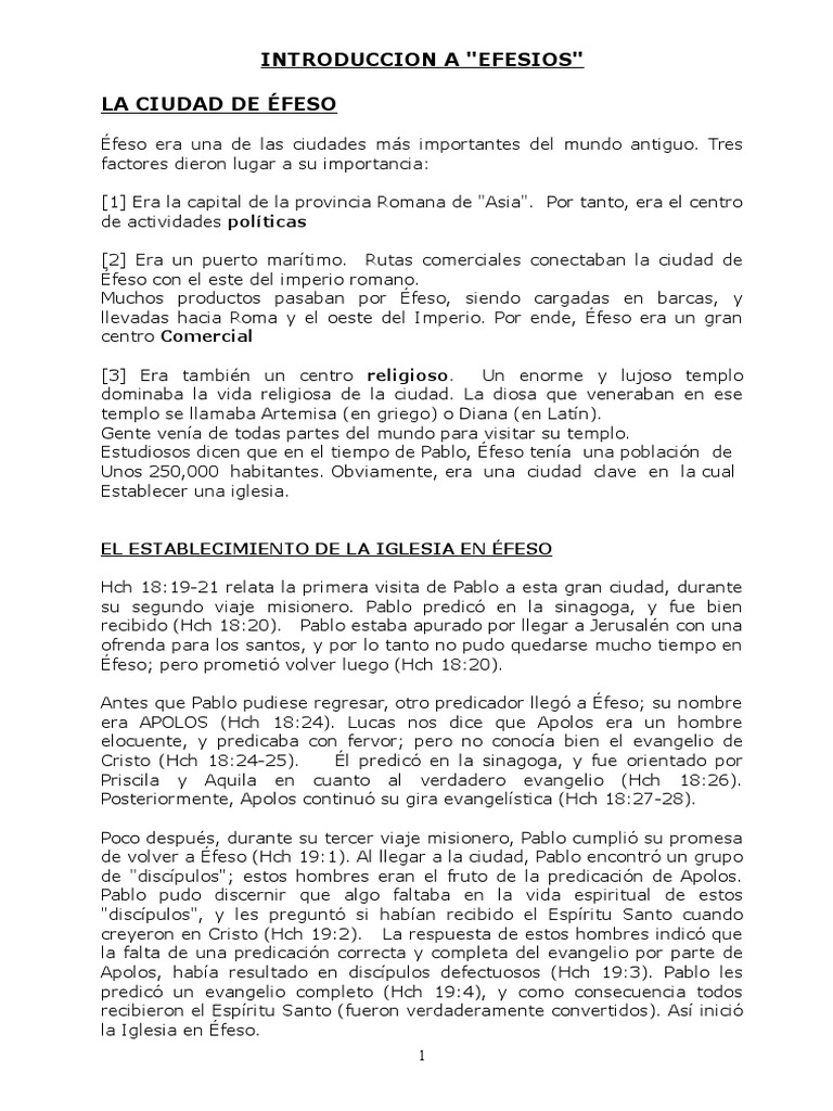 Introduccion Efesios 1 Pdf Pablo El Apostol Cristo Titulo