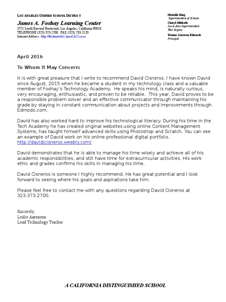 Letter of Rec | PDF