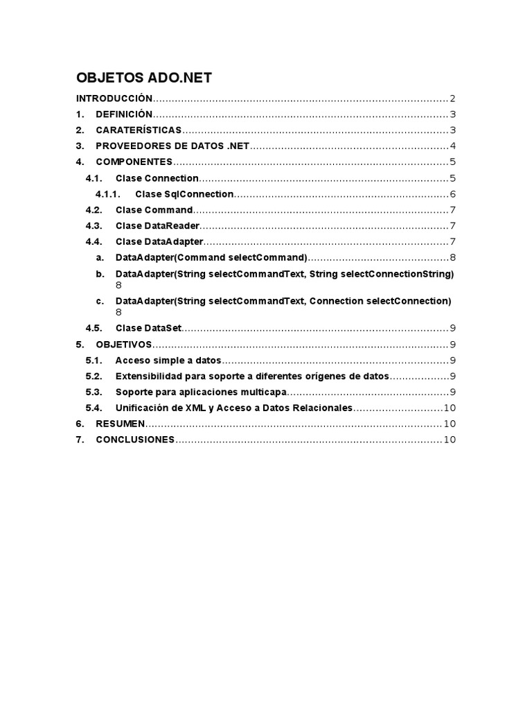 Objetos en ADO.NET | PDF | Active X Data Objects | .NET Framework