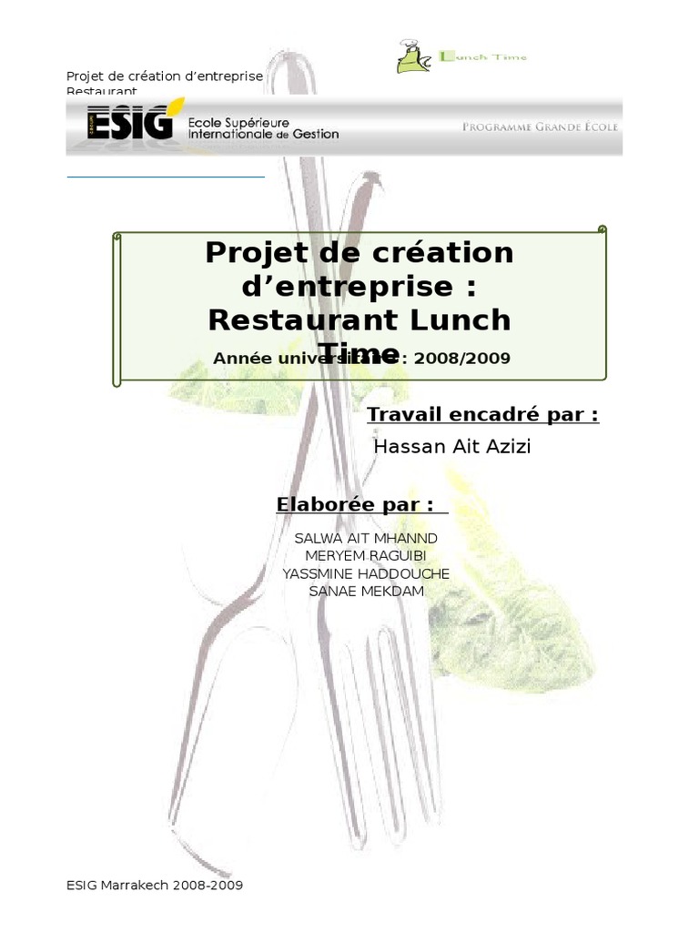 Projet de création d'entreprise_restaurant.pdf  Gestion stratégique