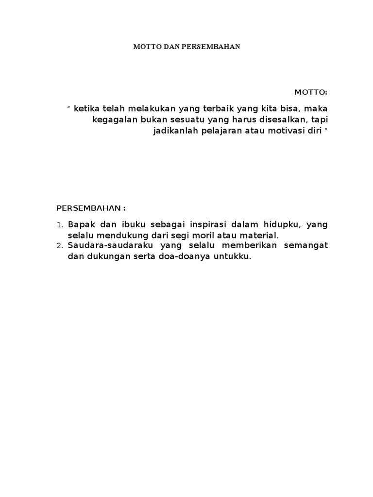 Motto Dan Persembahan Tesis