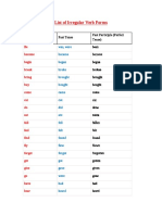 List of Irregular Verb Forms