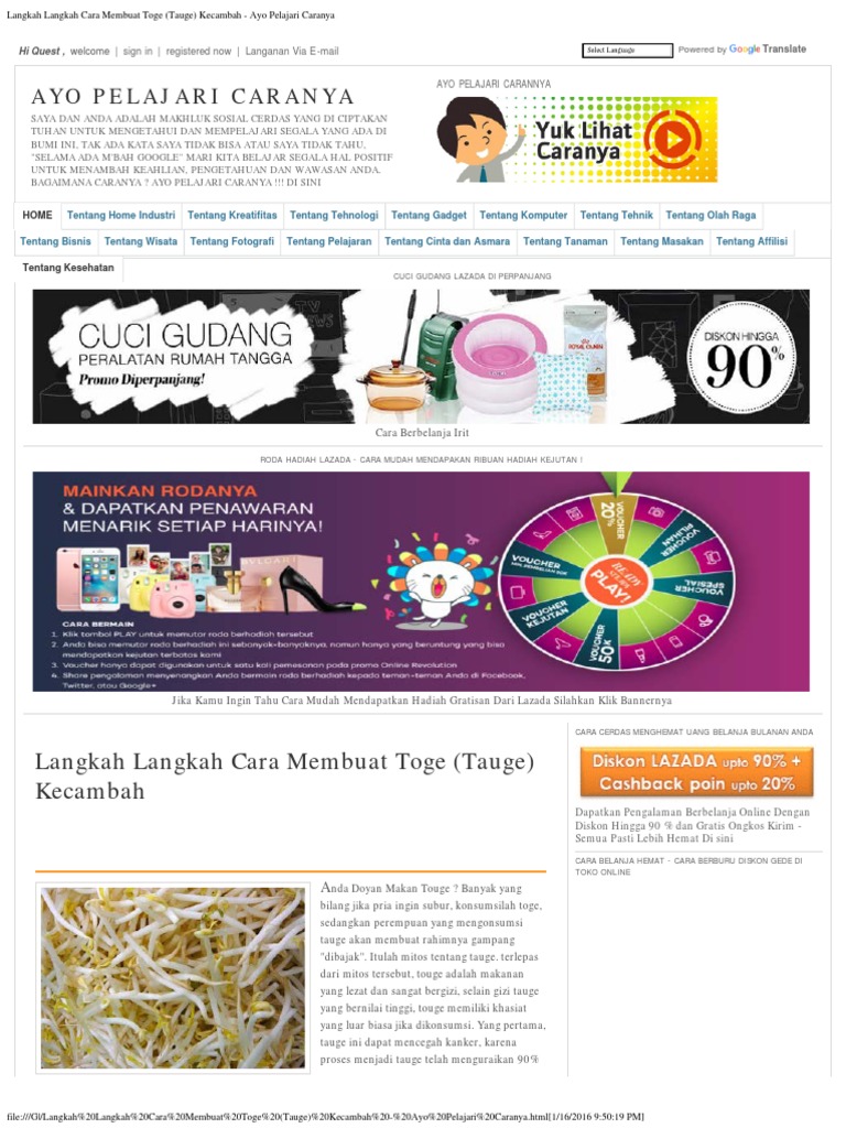 Cara Membuat Toge | PDF | Kesehatan Holistik