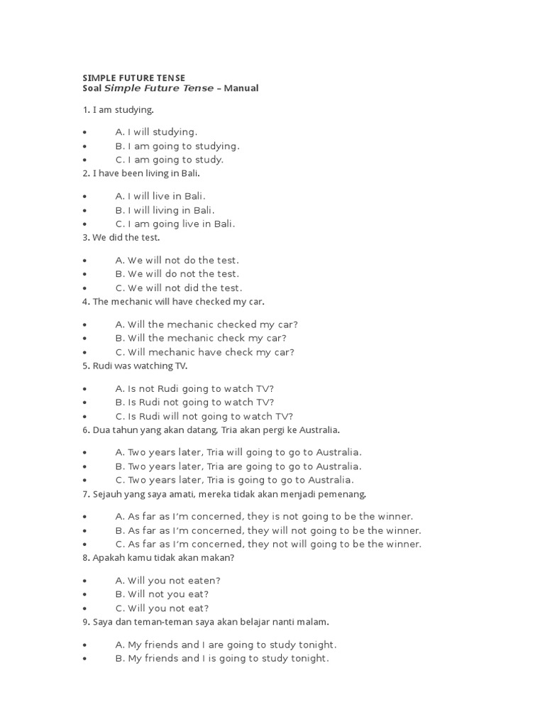 Contoh Soal Simple Future Tense Syntactic Relationships Onomastics