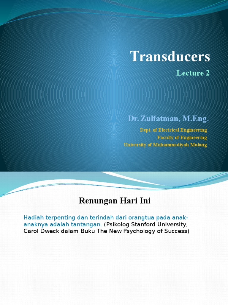 Transducers for Engineering Students | PDF | Electrical Resistance And ...