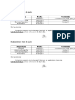 Evaluaciones Mes de Julio