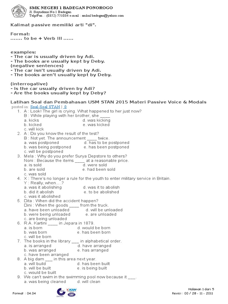 Soal Passive Voice  Language Mechanics  Style (Fiction)