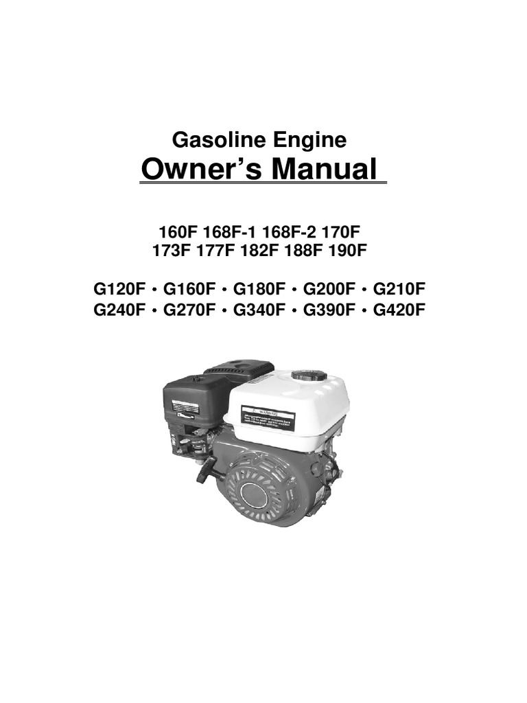 Gasoline Engine Owner's Manual 160F-170F | PDF