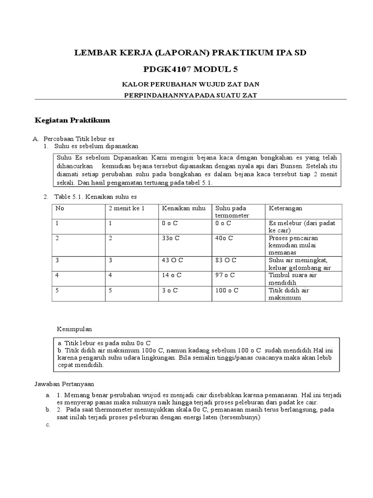 Lembar Kerja Laporan Praktikum Ipa Sd Pdgk4107 Modul 1 8 Musahir