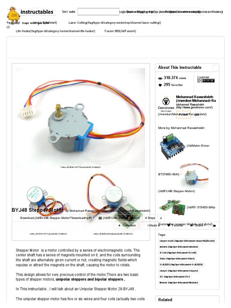 Datasheet BYJ48 Stepper Motor All Electric Motor Arduino