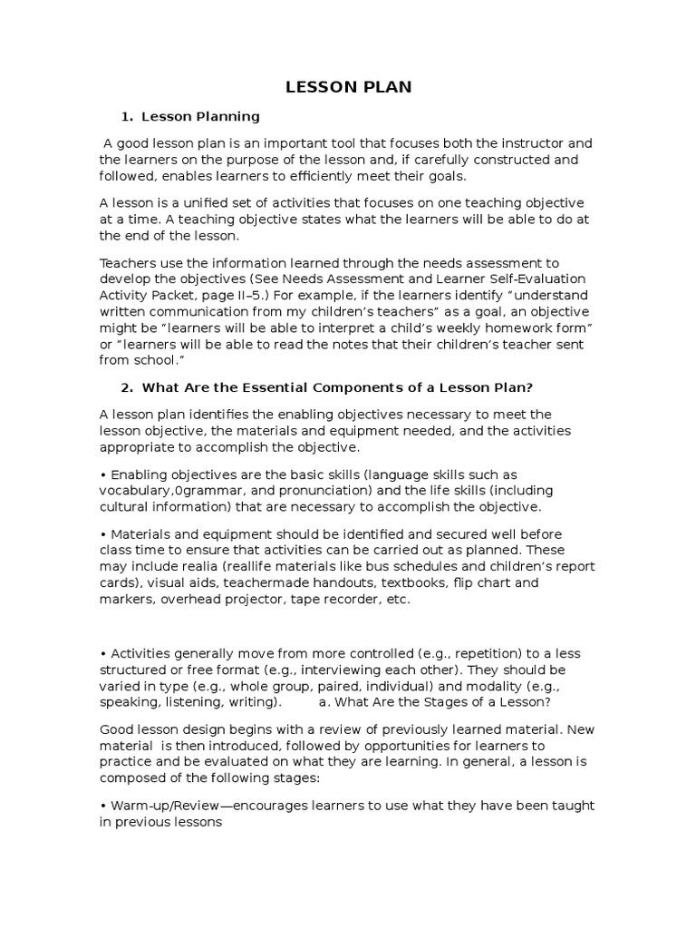 Characteristics of an Effective Lesson Plan | PDF | Lesson Plan | Teachers