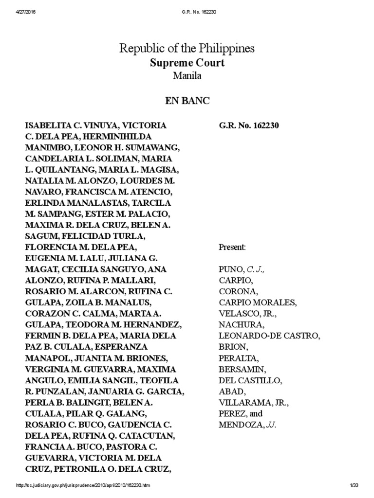Isabelita vinuya et al vs the executive secretary secretary of foreign