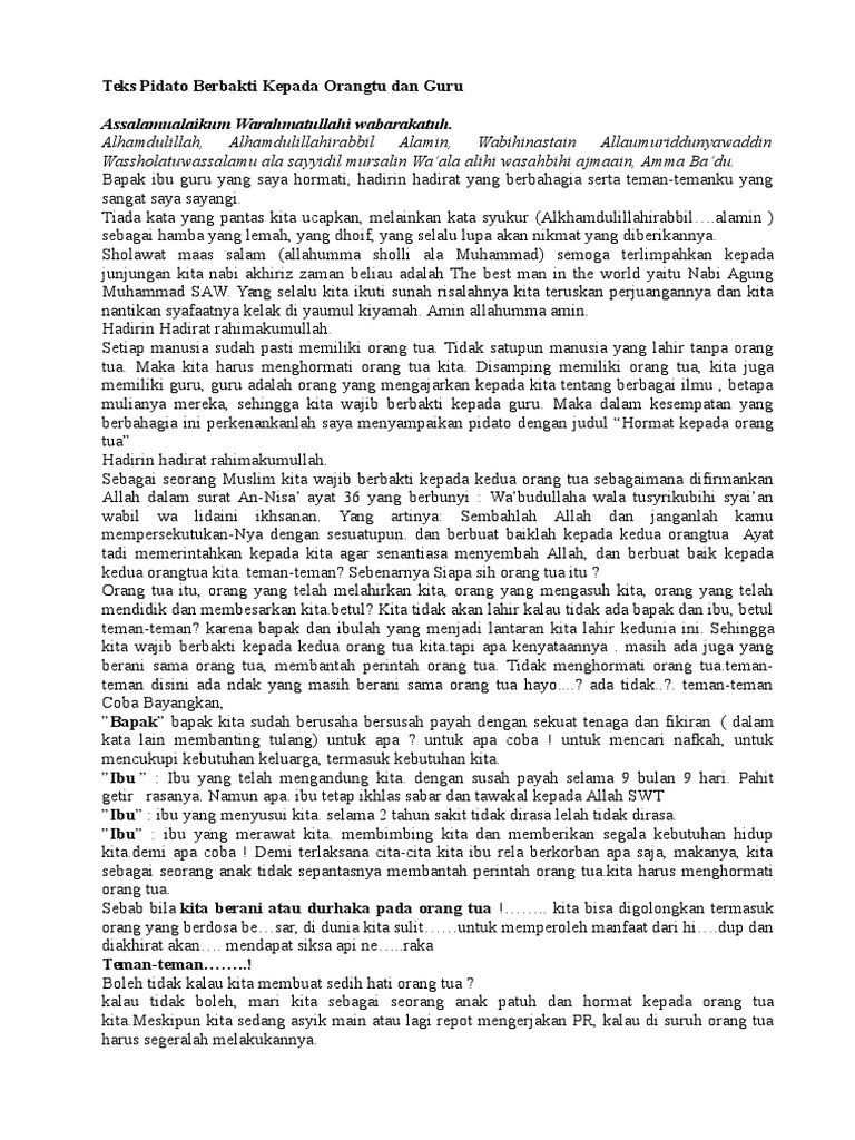 Teks Pidato Menghormati Orang Tua Dan Guru Kumpulan Referensi Teks Pidato