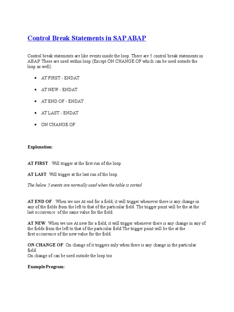 Control Break Events | PDF | Control Flow | Computer Data