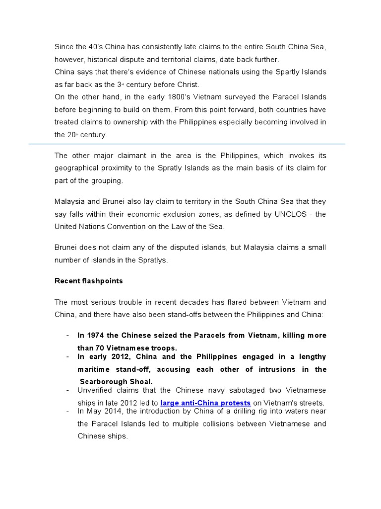 South China Sea Territorial Disputes | PDF