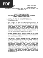 On Western Sahara, AU's Chissano's Talking Points to UNSC, April 26, 2016