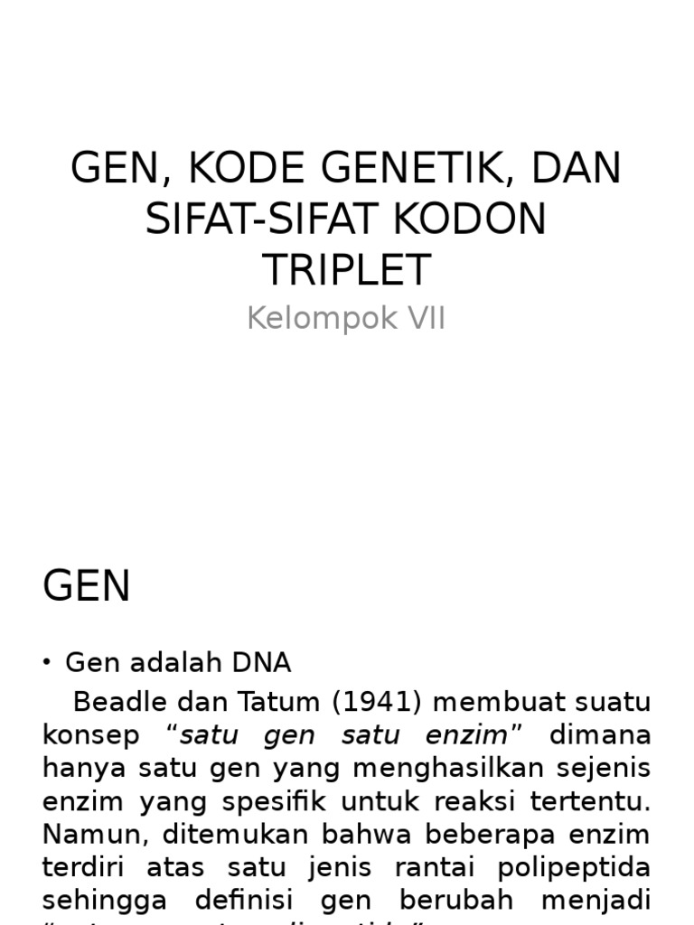 Kode Genetik dan Sifat Kodon Triplet | PDF