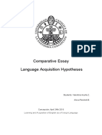 Comparative Essay Language Acquisition Hypotheses: Learning and Acquisition of English As A Foreign Language