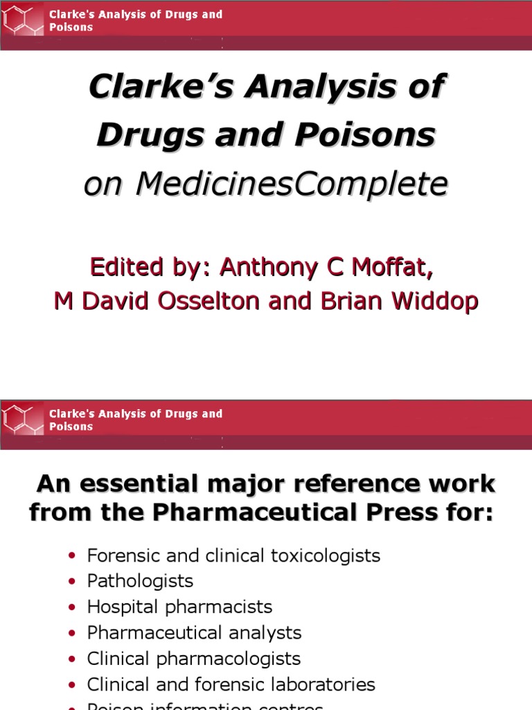 Clarke's Analysis of Drugs and Poisons | PDF | Toxicology | Pharmacology