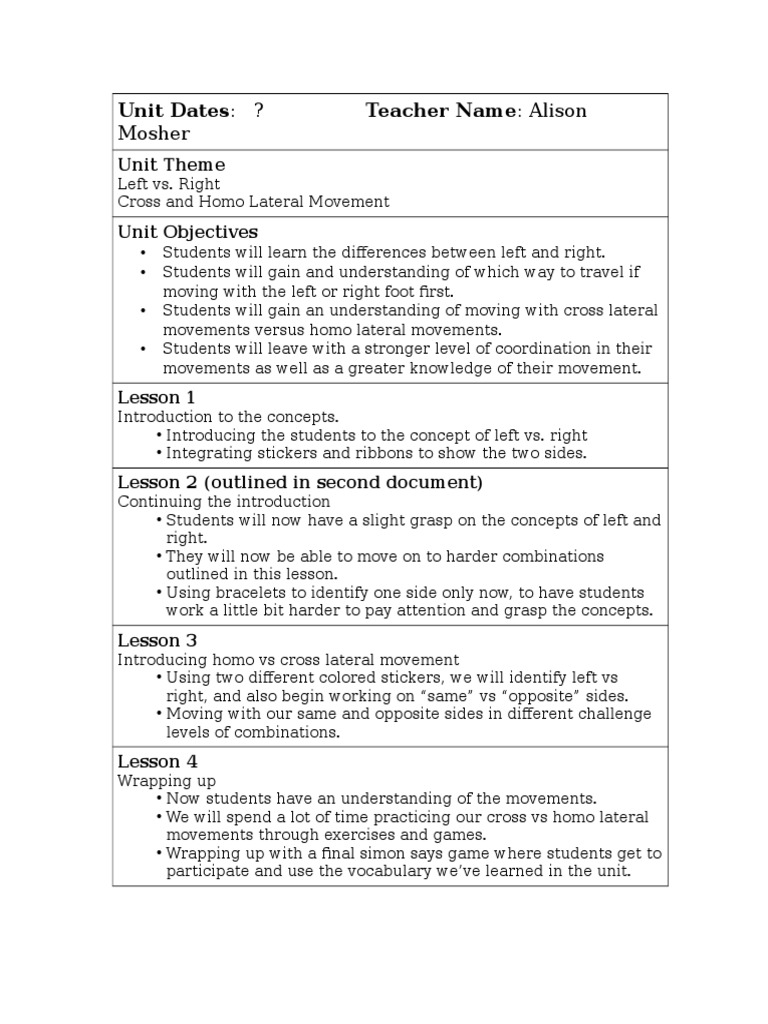 Unit Plan RVL | PDF