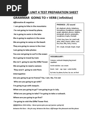 Wonder 5 Unit 4 Test Preparation Sheet Pdf