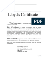 Lloyd's Certificate: This Insurance This Certificate