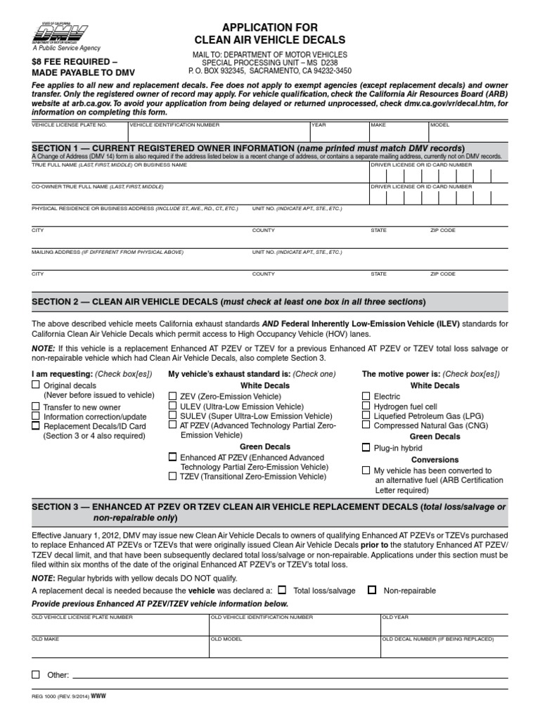 Reg 1000 | PDF | Department Of Motor Vehicles | Vehicles