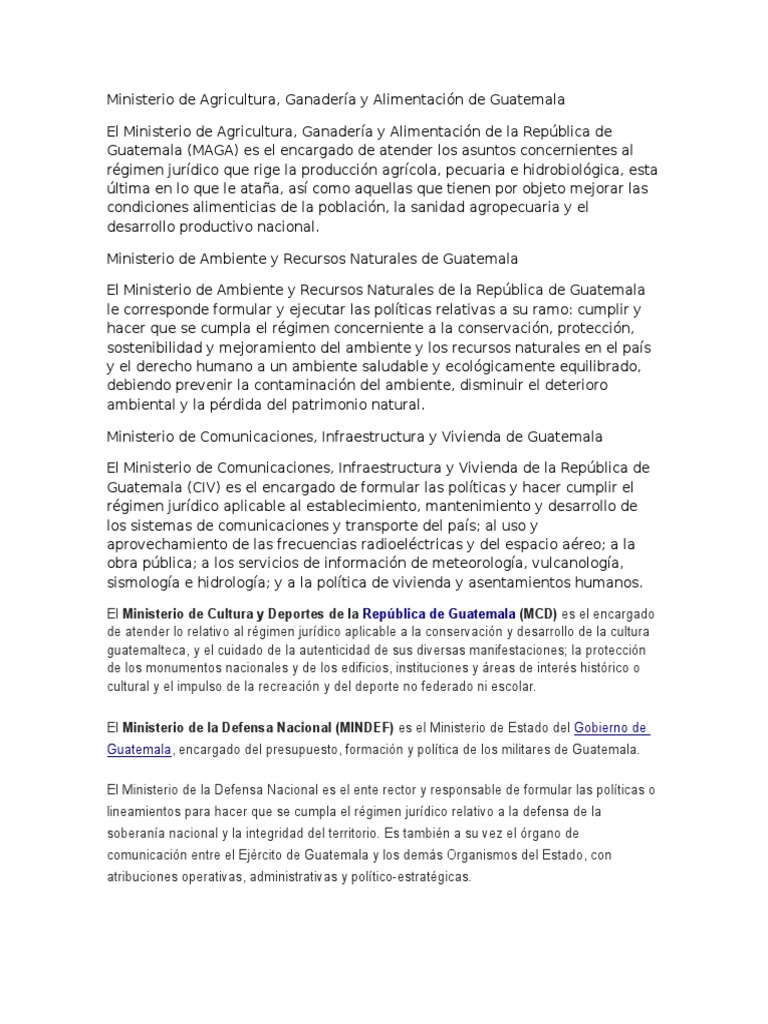 Los 14 Ministerios de Guatemala PDF Guatemala Gobierno