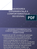 Abordarea Experimentală A Comportamentului Decizional