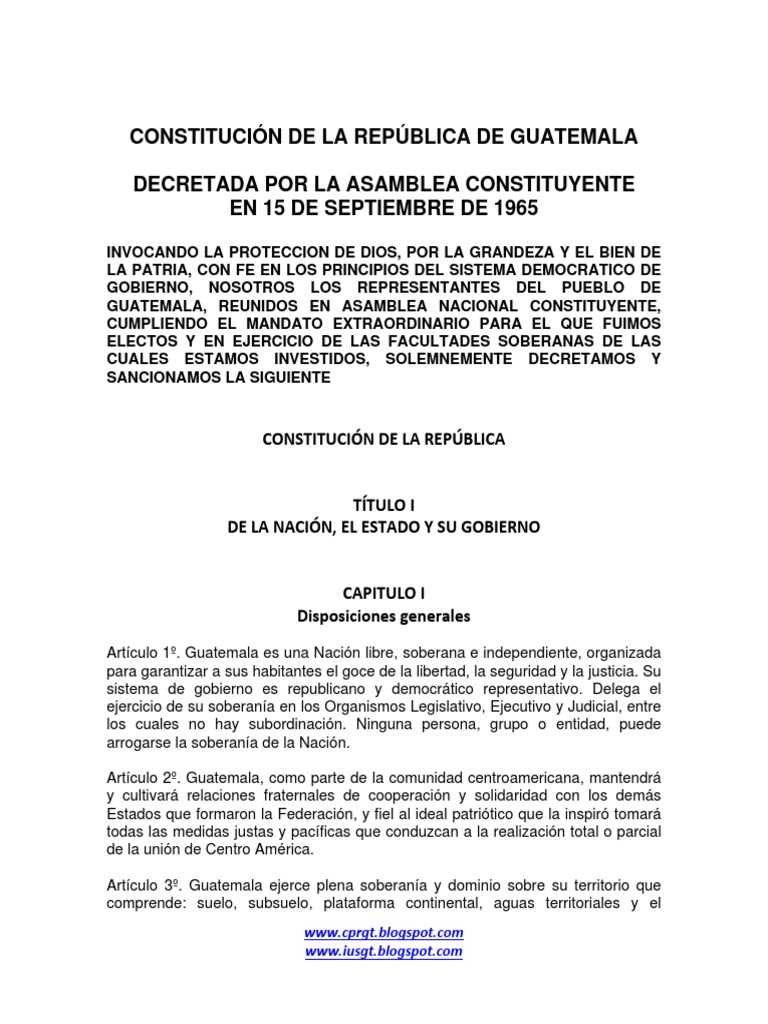 Constitucion Guatemala, 1965 | Naturalización | Habeas corpus