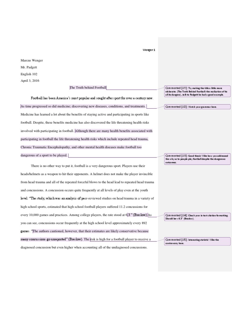 Argumentative essay about concussions image