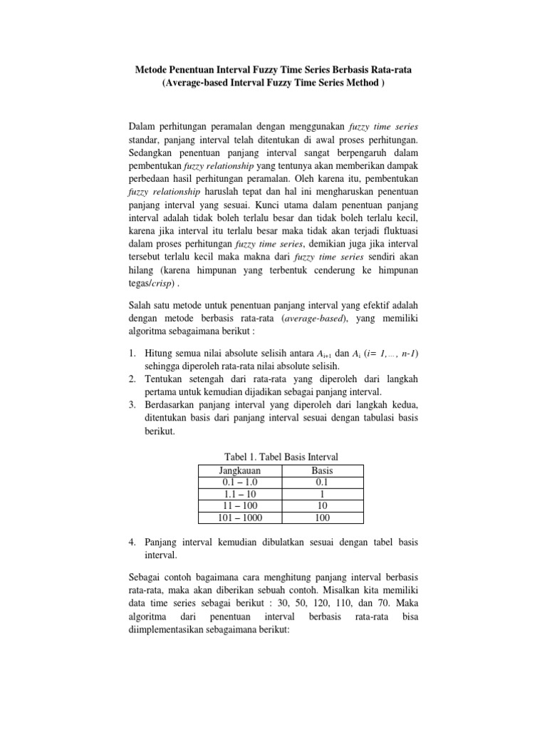 Metode Interval Fuzzy Time Series Rata-rata | PDF | Metode & Bahan Ajar ...