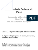 UFPI 2015.2 IMC Tema 1 Introdução e Questões Gerais Sobre a Ciência