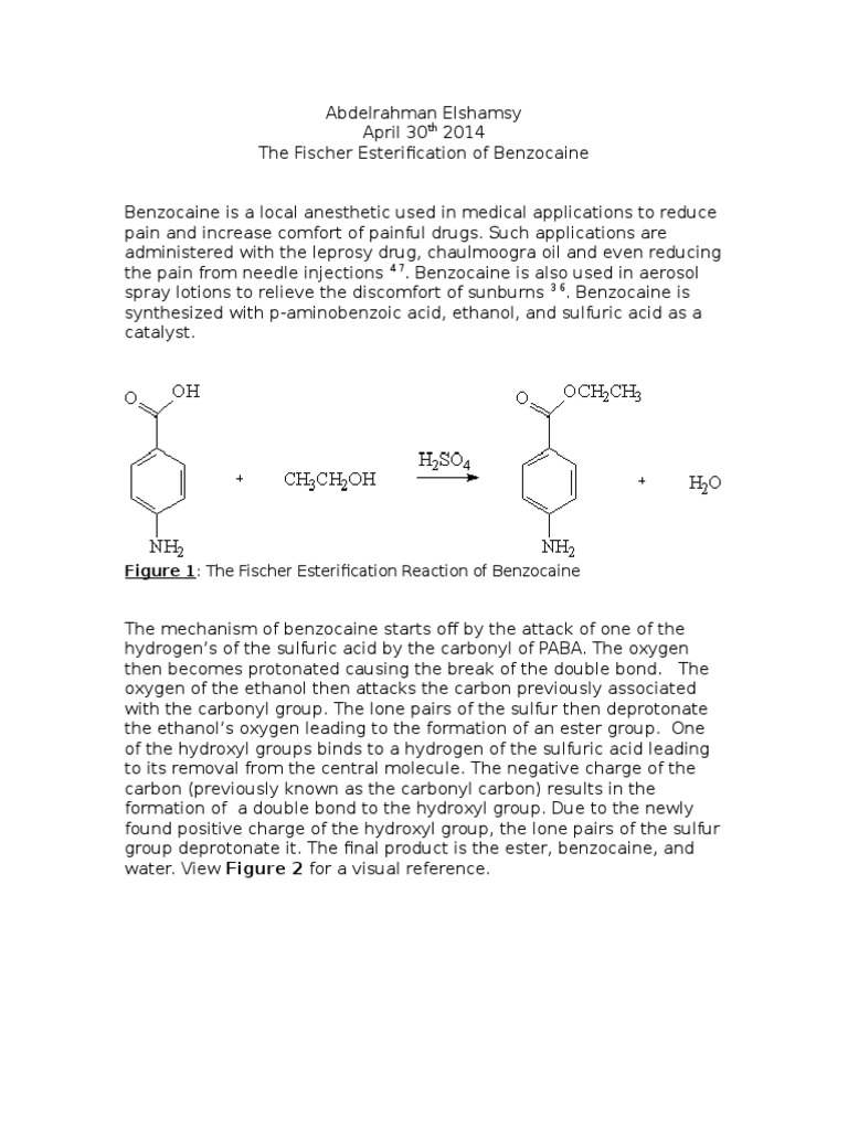 Synthesis of Benzocaine via Fischer Esterification | PDF | Ester | Acid