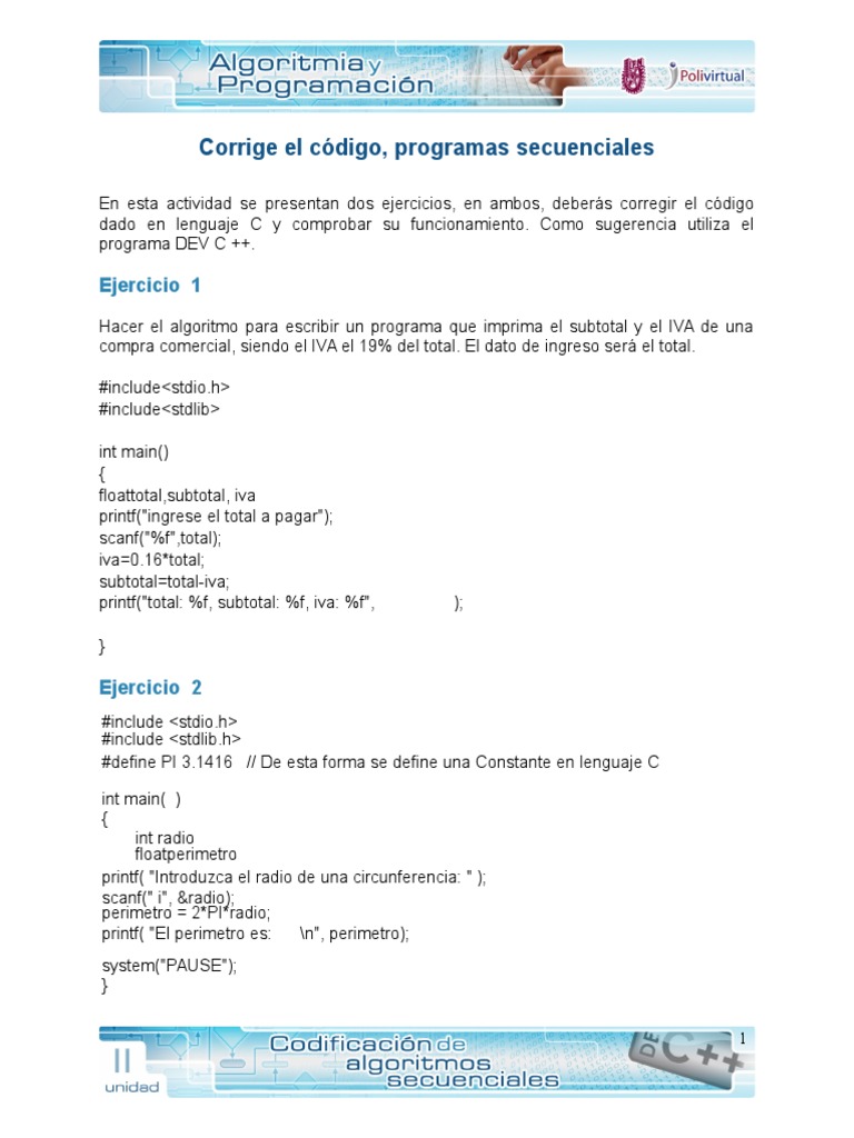 Corrección de Código en C: IVA y Perímetro | PDF