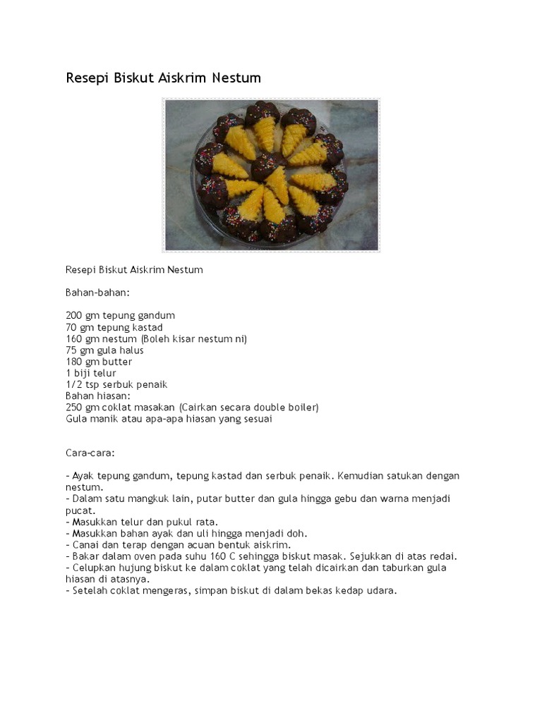 Resepi Biskut Aiskrim Nestum